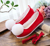 Breakj Shoes, Hanfu Shoes Ancient Style Ancient Costume Flat National Style Pure Color Lovely Girl Bright Cloth