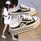 Breakj New Korean Version Of Leisure Embroidery Flowers In The Height Of The Slope And Cool Slippers Breathable Mesh Yarn Half Towing Singles