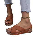 Spring And Summer New Sandals Slippers Cross Slope Heels, Thick Soles, Simple Casual
