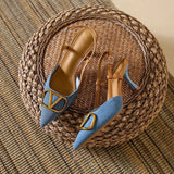Breakj Design Temperament Blue Single Shoes Spring And Autumn New Pointed High Heel Fine Heel High Heel