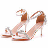 Breakj Cm Temperament Light Mouth With Fine Sandals Crystal Yellow Diamond Wedding Shoes Sexy Fish Mouth Summer