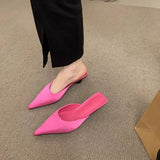 Drag Slippers Low Heel Back Half Drag Summer 2024 New Baotou Cat With Casual Leopard Print