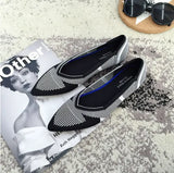 Womens Stretch knitted mixed color moccasins breathable cozy work shoes brief slip-on fashion ladies flats light driving