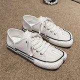 Women Canvas Shoes Female Height Increasing Casual Vulcanized Sneakers Woman Solid Espadrilles Lace-Up Red White