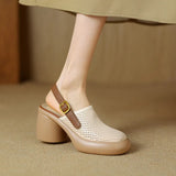 Cake Platform Hollow Sandals Women 2024 Summer Thick With Round Head A Word Buckle Back Empty Roman Women's