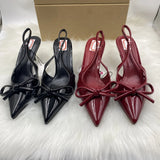 Breakj Spring New Pointed Bow Temperament High Heel Shoes Fashion After The Empty Single Shoe