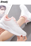 Women Casual Mesh Breathable Shoes Spring Lace Up Sport Shoes Fashion White Flat Sneakers Women Tennis Shoes Zapatillas