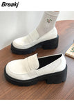 Women's Flat Shoes 2023 Spring and Autumn British Style Punk Platform Shoes Slip-on Loafers Fashion Small Leather Shoes