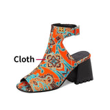 Peep Toe Sandals Women Gladiator Comfort Casual Shoes 2023 Chunky High Heels Plus Size 45 46 47