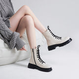 Ankle Boots Female Designer Shoes for Women 2023 Combat Platform Heels Women's Short Leather Boots Free Shipping Zip