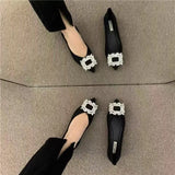 Breakj New Women's Water Drill Shoes Design Pointy Flat Bottom French Style Fashion Niche Single
