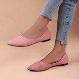 Breakj New Flat-Soled Single Shoes Women's Shoes Large-Size Bean Shoes Light-Mouthed Sharp Casual Light Single