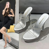 Waterproof Platform Fine Heel Buckle Ultra High Heel Women's Shoes Sandals Fashion Runway Shoes 2023 New Fashion Rhinestone