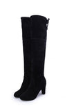 And Winter New Add Velvet Warm Retro Boots High Heel Thick Heel Platform Knee Boots Female Plus Size