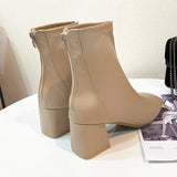 Breakj Boots Women 2025 New Female Boots Winter Head Behind The Zipper Short Boots Women's Thick And Middle Boots