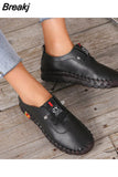 Retro Sewing Sneakers for Women Shoes Non-slip Loafers Fashion Lace Up Casual Shoes Female soft Mom Shoe Zapatillas