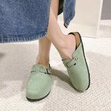 Breakj Shoes Lazy Half Slippers Men And Women Wearing Leather Cork Cool Slippers Casual