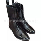 Breakj And Winter New Flat Bottom With Martin Boots Women Hot 43 Yards Pointed Patent Leather Splicing Side And Medium