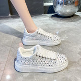 Breakj 2025 New Full Of Men's And Women's Shoes Thick-Soled Sports Old Dad Shoes Women's Casual Single Shoes Water Drilling Wheat-Mei