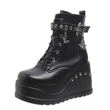 Breakj Thick Boots 2023 New Dark Gothic Rivet Slope And Short Boots Women's Size Martin