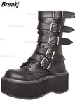 Design Cool Block Great Quality Gothic Style Woman Boots Fashion Chunky Platform Cosy Woman Shoes Ankle Boots Big Size