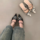 Breakj Fragrant High-Heeled French Bag Head Half Slippers Fairy Shoes Wear 2025 New Summer Temperament Pointy Single