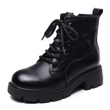 Breakj Layer Of Cowhide English Style Martin Boots Women Autumn And Winter New Warm Plus Velvet Short Boots Fashion Women's