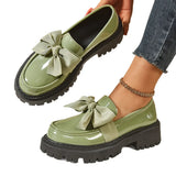 Breakj Bow Lefor Shoes Women 2025 Korean Version Of Thick Soles With Lazy British Style Retro Leather