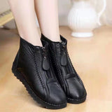 Mother Shoes 2024 Winter Flat Anti-Skid Cashmere Snow Boots Front Zipper Martin Boot
