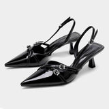 Breakj Women's Shoes 2025 New Spring And Summer One-Word Buckle With Sharp Head And Thin Heel