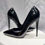 All BLack Patent Women Pointy Toe High Heels Slip On Stilettos OL Formal Dress Shoes Customize Pumps