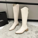 Knee Boots Women's 2024 New British Pointed V Mouth Western Cowboy Boots Thick Heels Show Thin Knight Boots In