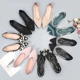Polyester Shoes Women Spring Flats Pointy Toe Ballerinas Ladies Stretch Knitted Loafers Femme Daily Dress