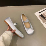 Pink Ballet Shoes Fairy Shoes 2024 New Spring Vintage Satin Silver Mary Jane