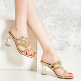 New High-Heeled Diamond Sandals In Summer Wear Slippers With A Thick Heel And A Fish Mouth With A Medium