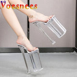 Women Summer Shoes 2023 New Waterproof Clear Platform Sandals Glow Super High Heels 26cm Thin Heels Female Party