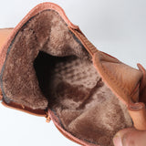 Breakj And Winter New Women's Shoes Winter Plus Velvet Leather Women's Boots Handmade Short Boots Women Flat Bottom Leisure Soft Bottom
