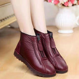 Mother Shoes 2024 Winter Flat Anti-Skid Cashmere Snow Boots Front Zipper Martin Boot