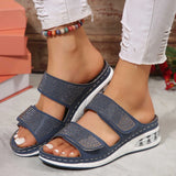Breakj New Summer Women Thick Bottom Slippers Water Drill With Thick Bottom Air Cushion Slope And Flat Bottom Slippers