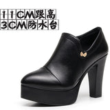 Breakj Coarse Waterproof Table Deep Mouth Single Shoes Women's Spring And Autumn Dress Work Shoes Side Zipper Fashion Singles High