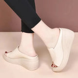New Open Toe Sexy Solid Thick Sole Slope Heel Slippers for Women Outwear Comfortable Platform Women's Single