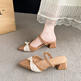 Breakj Fairy Wind Coarse Heeled Bao Head Cool Slippers Women 2025 Summer New Pointed High-Heeled Shoes With Fashion Women's