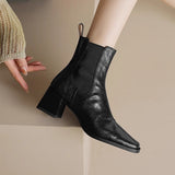 Breakj Zi Yan Retro Black Square Head Short Boots Female Super High With Thick With Chelsea Commute In The 2023 Winter New