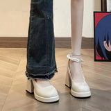 Breakj Bottom French Mary Jane Shoes Women High Heel Niche Design Temperament High-End Feel Lolita Coarse Leather Shoes Women