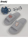 Platform Open Toe Summer Soft Thick Bottom Non-Slip House Slipper Female Lovely Flats Ladies Shoes Women Home
