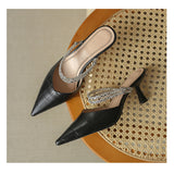 Breakj Sandals Fine Heel 2025 Spring And Summer New Word With Pointed High Heels Water Drill High Heel Slippers
