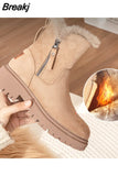 Boots Women Winter 2023 New Comfortable Short Boots Thick Cotton Shoes Fashion Winter Plush Boots Ankle Booties
