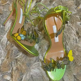 Breakj Butterfly 2025 New Butterfly Cross-Tie With Fine Heel Sandals Female Fish Mouth Open-Slip