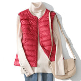 2023 Women Women Ultra Light Down Vests Slim Sleeveless Jacket Portable Girl Lightweight Windproof Waistcoat size 8XL