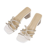 Breakj Water Drill Cool Slippers Women Wear 2025 Coarse Slippers Korean Version Of Simple Fashion Half Drag Women's
